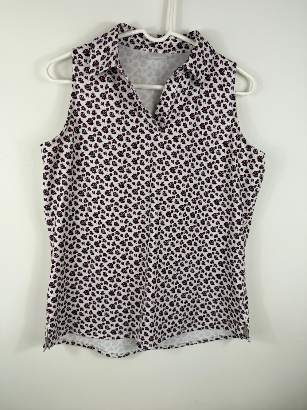 Belyn Key Golf Women's M Sleeveless Cutaway Sleeveless Stem Floral Print polo
